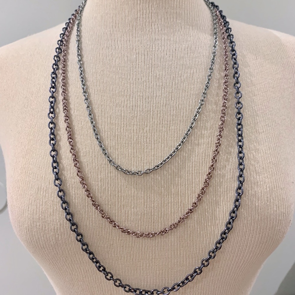 Sabika Royal denim three row long necklace